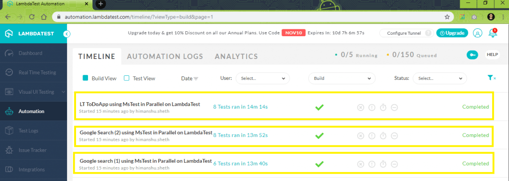 Automation logs
